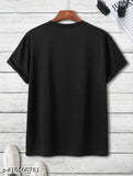 Printed black polyester t-shirt for boys & men, featuring Rajput trending designs in paisley pattern