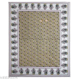 Yellow cotton bed sheet with floral print, 2 zipper pillow covers, large size.