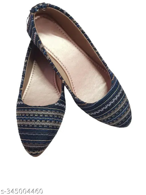 Striped textile ballerinas, comfortable & stylish Bellis by Basic Steps. Indian sizes 4-8. Partywear and casual footwear originating from India