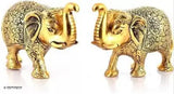 Metal elephant pair, symbolizing wisdom and strength for home or office decor, handcrafted and hand-carved, Indian origin