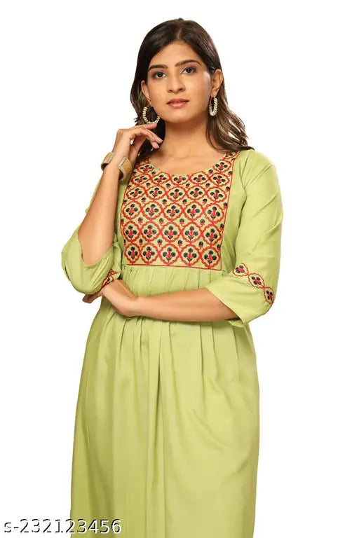 Embroidered cotton kameez with nayra cut, rayon fabric