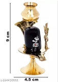 Lord Shiva Brass Lingam Statue with Shesnag Trishul and Brass Matki for Hindu festive puja showpiece, 150mm high
