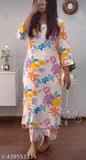 Rayon printed kurta and palazzos, fashionable women's three-quarter sleeve set, India origin