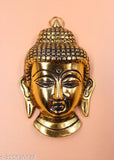 Metal meditating Buddha mask wall hangings, elegant decor for home or gifts (2 pcs, 3.5 x 12 x 10 cm)