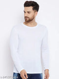 White cotton London Crew round neck full sleeve t-shirt for men, India