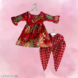 Cotton Cambric printed anarkali frock & dhoti pants, vibrant floral design for 12-18 months Indian outfit without dupatta
