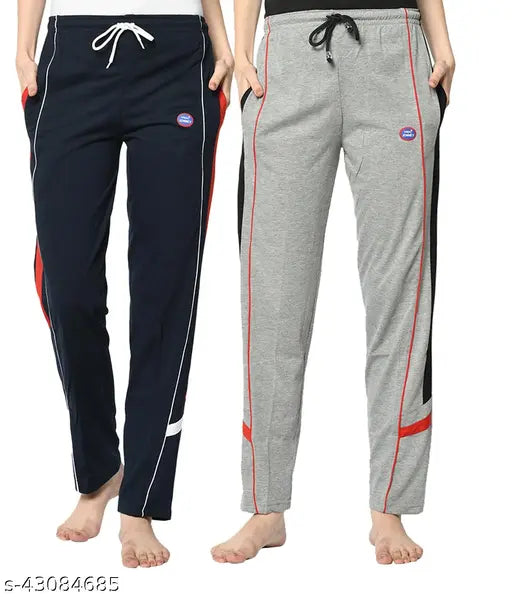Women's multicolor pyjama set with drawstring waist, 100% cotton