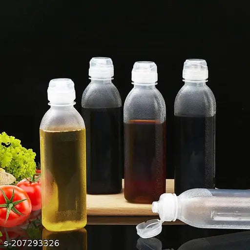 Transparent plastic oil container, holds 300ml of cooking oil, ideal for kitchen storage and organization