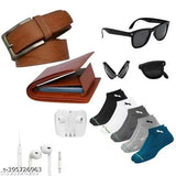 Trendy canvas men's wallet with card holder & freebies: belt, earphones, sunglasses, or 5 pairs of socks (Indian-made)
