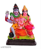 Multicolor Shiv Parivar Murti with Shiva, Parvati, and Ganesh resin idols, traditional home mandir gift item (Height 4 inch)