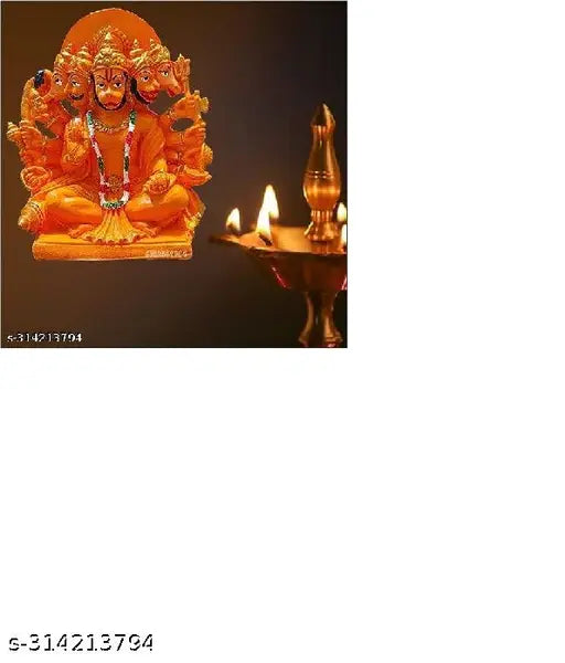 Marble Hanuman idol, Sinduri Punchmukhi (5 inch), Indian traditional statue