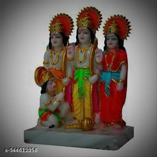 Shri Ram Durbar Idol Handicraft, Religious Idol of Lord Rama, Sita, and Laxman with Hanuman, Diwali decorative for Pooja Mandir Temple Decorative Showpiece Polynesian