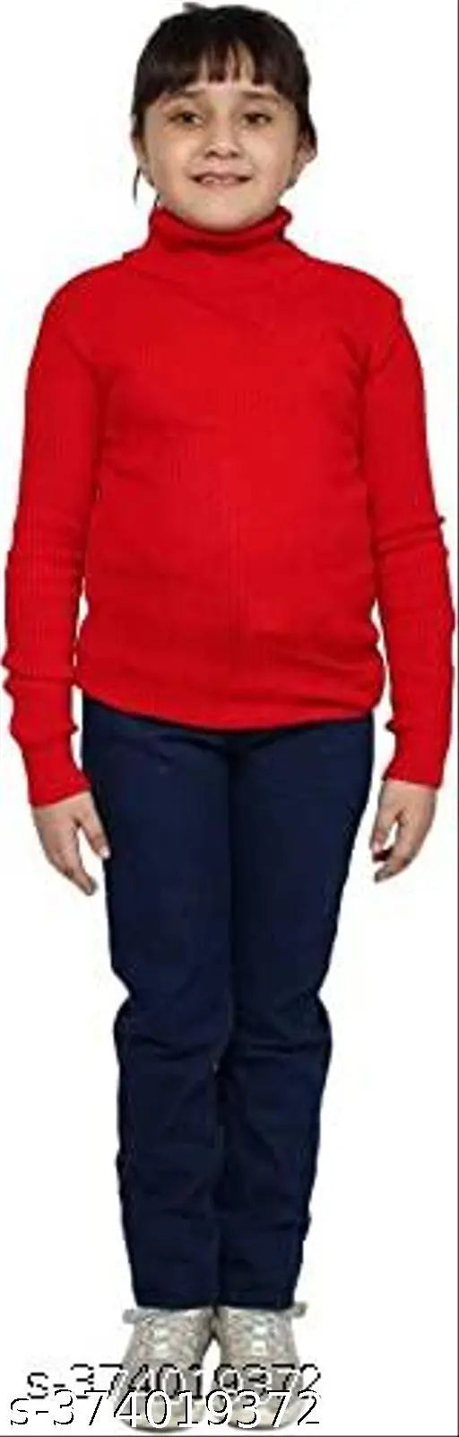 Black woolen full sleeve high neck kids' sweater for winter