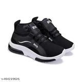 Black and white sports shoes for kids, with velcro straps