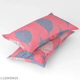 Pink cotton fitted bedsheets set, double king size with elastic & 2 pillow covers, floral pattern, skin-friendly, premium quality, summer season, THE HOME STYLE brand