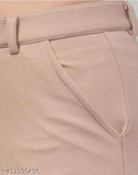 Cream cotton lycra trouser, stylish & comfortable travel wear for women