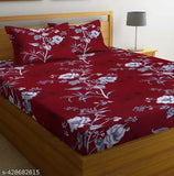 Cotton floral elastic double bedsheet set & 2 pillow covers, superfine quality for summer, ideal for adults, made in India