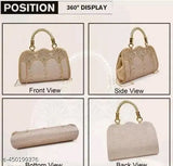 Gold glitter clutch with bow embellishment, large front pocket