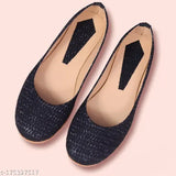 Black synthetic ballerinas with textured design, slip-on fastening. Best quality material for comfort and durability. Perfect for fashionable women's footwear. Sizes: IND-3 to IND-8, made in India