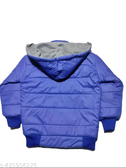 Royal blue padded jacket with a hood