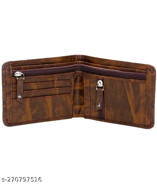 Solid faux leather Zhermack wallet, featuring 2 zip pockets, 5 card slots, and 2 currency compartments. High-quality accessory for men and women