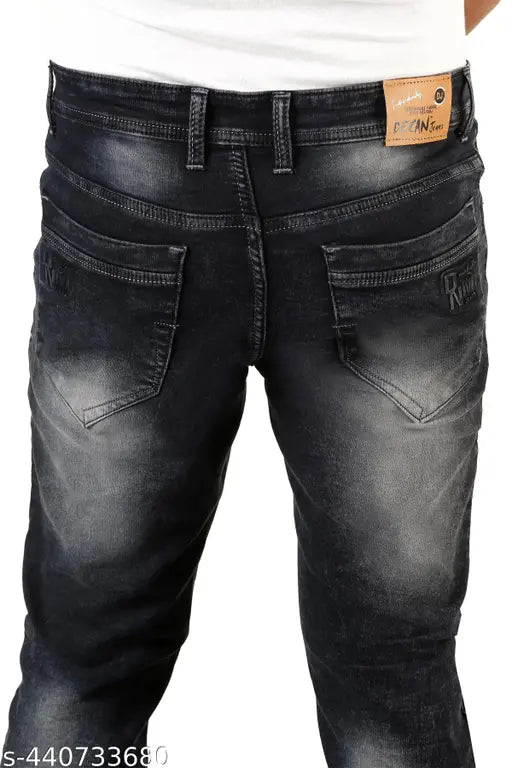 Black denim men's modern fit jeans