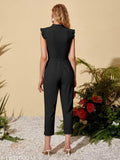 Polyester Trendystore New Launch Self Belted Jumpsuit, sleeveless, high waist, suitable for evening events