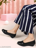 Synthetic leather ballerinas, solid black - BB73 on display, Indian slip-on footwear