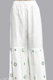 White and green embroidered kurta and sharara set for women