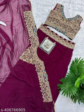 Purple Georgette gown23, elegant Indian Lahenga with pleats for modern women