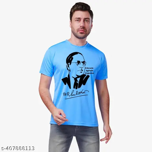 Artful Charms Dr BR Ambedkar Tribute T-shirt, unique design polycotton fabric. Premium t-shirt honoring social reformer, available in various sizes for Ambedkar Jayanti celebration