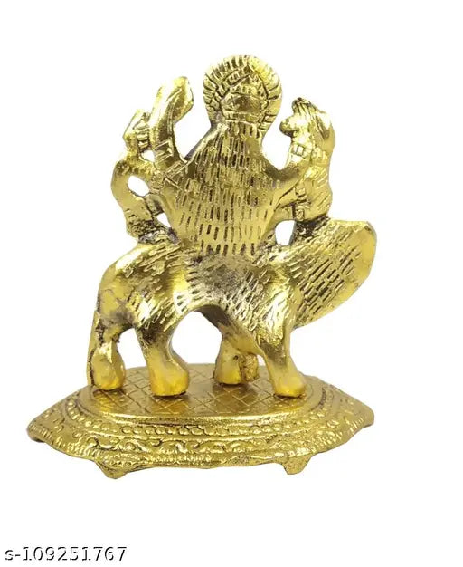 Metal Maa Durga Shera Wali statue, Hindu God idol decor for home office gifts