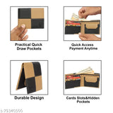 Faux leather men's wallet with 2 compartments for cards and coins, solid design