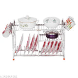 Stainless steel kitchen rack, plate and cutlery stand, storage organizer