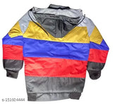 Multi-colored, zippered jacket with multiple pockets