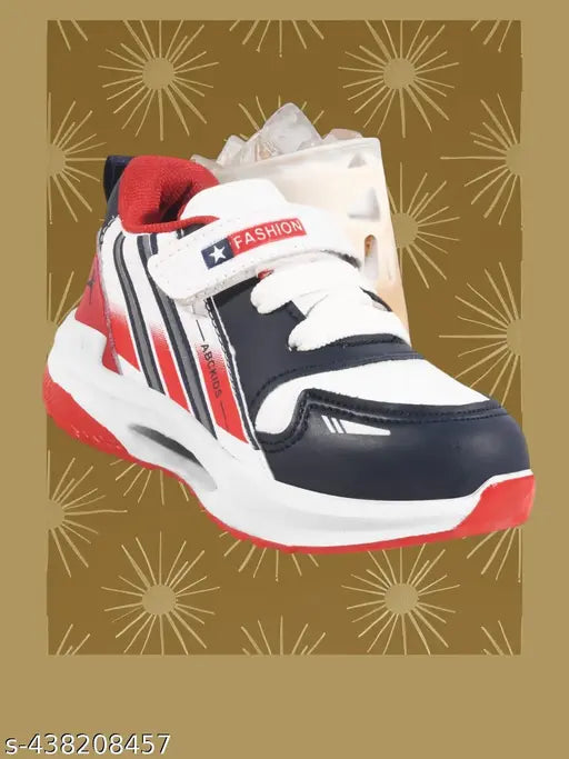 NCC Velcro walking shoes, blue and red with white soles