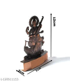 Metal LaxmiGanesh Saraswati auspicious Indian art statues set, antique copper for car dashboard or spiritual home decor, 12cm tall