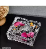 Glass Feng Shui turtle kachua, crystal bowl plate set - Indian home decor showpiece or office showcase