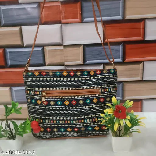 Colorful patterned women's handbag with multiple pockets, suitable for daily use