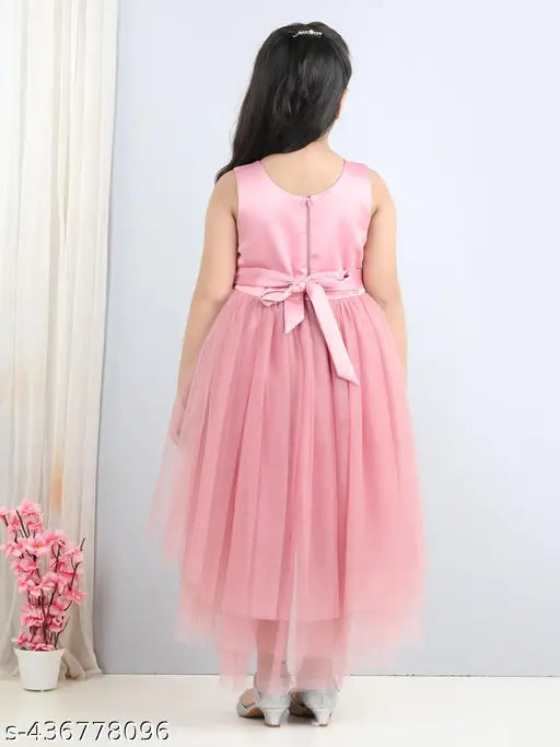 Pink tulle girls' formal party dress