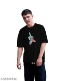 Chillme skull mid finger printed round neck cotton T-shirt for men - 100% premium cotton, loose fit, cool casual wear for all seasons, India origin