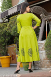 Rayon embroidered kurti, three-quarter sleeves, size S-XXXL, Indian festive wear gown for women