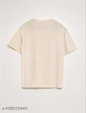 Cream printed unisex cotton t-shirt, short sleeves, daily wear, high quality ink