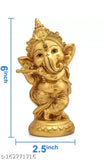 Gold polyresin Ganesh idol playing Bansuri, 3x6x3 inches, home decor gift showpiece