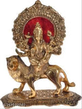 Golden metal Durga Maa statue (4 inch), ideal for religious gifting and home decor