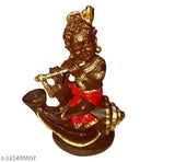 Poly resin Krishna idol 'Cute Gadda Laddu Gopal Smoke Fountain Backflow Cone', 10cm L x 12cm H x 8cm B, handcrafted Indian artisan-made smoke fountain showpiece