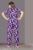 Women's printed pyjama set in premium quality polycotton, short-sleeve night suit on hanger