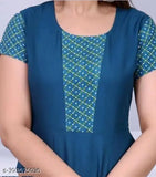 Blue printed kurta with short sleeves, front button closure