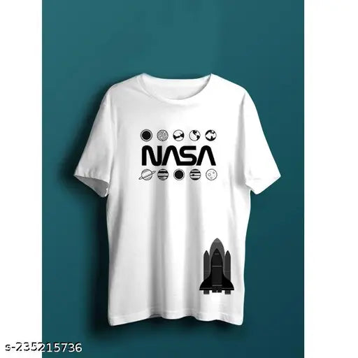 White cotton blend astronaut T-shirt combo - 3 short sleeve tees, printed design on active wear for outdoor/indoor fit