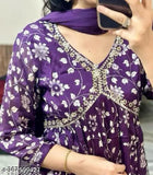 Purple traditional embroidered long-sleeve blouse